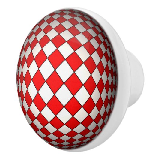 Rode en Witte Geruite Deurknopgreep Keramische Knop (Rechts)