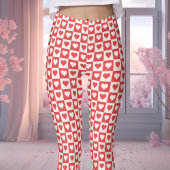 Rode en Witte Geruite Hart Valentijnsdag Leggings