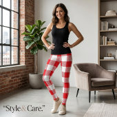 Rode en witte geruite leggings voor vrouwen