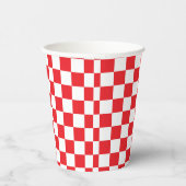 Rode en Witte Geruite Vierkanten Feest Geruit Papi Papieren Bekers (Rechts)