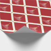 Rode en witte gestileerde bomen met gouden accente cadeaupapier (Hoek)