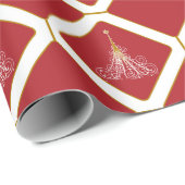 Rode en witte gestileerde bomen met gouden accente cadeaupapier (Rol Hoek)