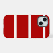 Rode en witte gestreepte telefoonhoes iPhone 15 case (Achterkant horizontaal)