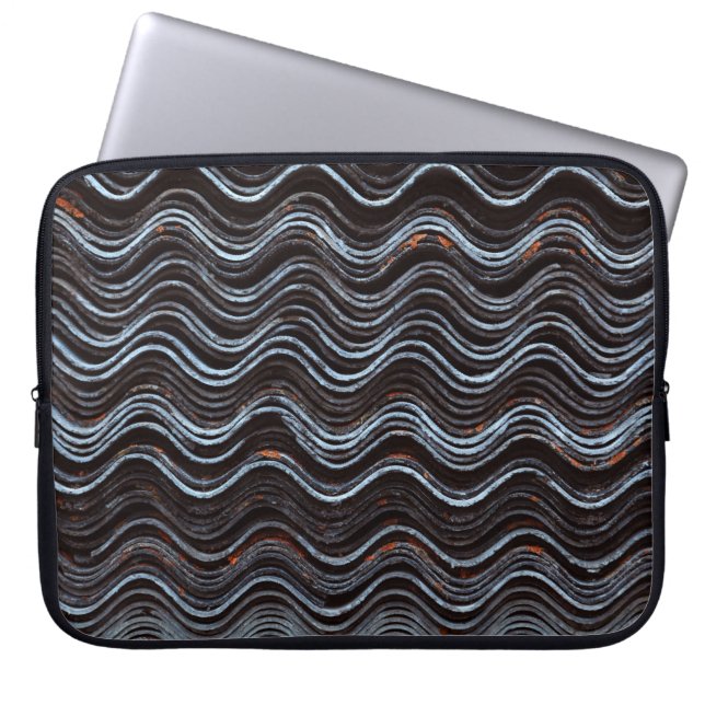 Rode en witte gestreepte textiel laptop sleeve (Voorkant)