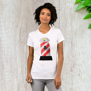 Rode en witte gestreepte vuurtoren t-shirt