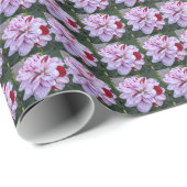 Rode en witte gevlekte Dahlia Floral Pattern Cadeaupapier (Rol Hoek)