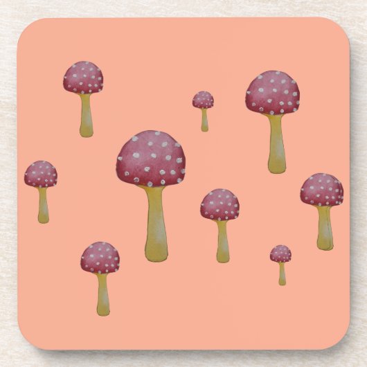 Rode en witte gevlekte paddenstoel bier onderzetter (Voorkant)