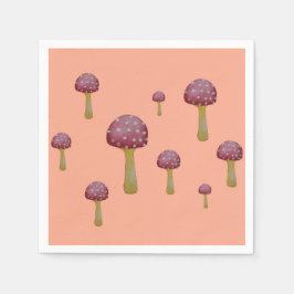 Rode en witte gevlekte paddenstoel servet