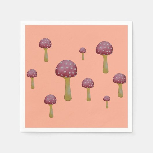 Rode en witte gevlekte paddenstoel servet (Voorkant)