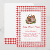 Rode en Witte Gingham Baby Shower Picknick  Kaart (Voorkant / Achterkant)