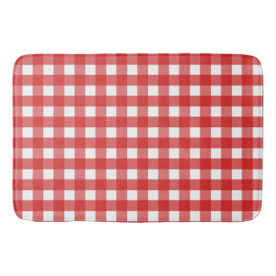 Rode en witte gingham badmat