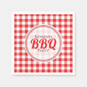 Rode en witte gingham check familie BBQ Servet