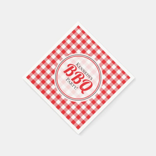 Rode en witte gingham check familie BBQ Servet (Hoek)