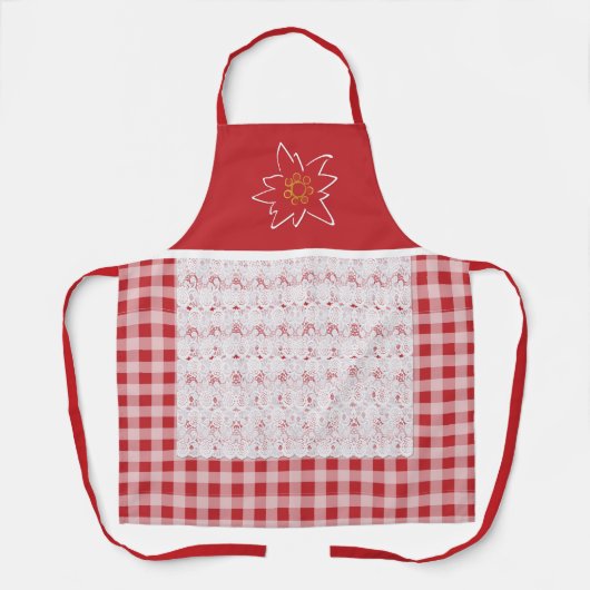  rode en witte gingham Edelweiss Schort (Voorkant)