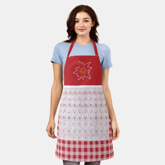 rode en witte gingham Edelweiss Schort (Gedragen)