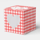 Rode en witte gingham gunstdoos met hart bedankdoosjes (Voorkant Zijde)