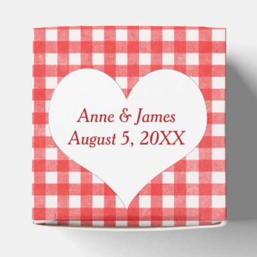 Rode en witte gingham gunstendoos met hart bedankdoosjes (Bovenkant)