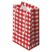 Rode en witte gingham klein cadeauzakje (Voorkant Gekanteld)
