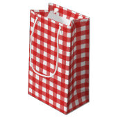 Rode en witte gingham klein cadeauzakje (Achterkant Gekanteld)