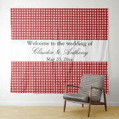 Rode en Witte Gingham Patroon Barbecue Bruiloft Wandkleed (In Situ (horizontaal))