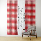 Rode en Witte Gingham Patroon Barbecue Bruiloft Wandkleed (In situ)