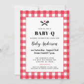 Rode en Witte Gingham Plaid BBQ Baby Shower Kaart (Voorkant)