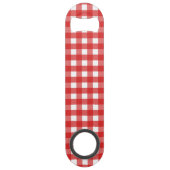 Rode en witte gingham speed flessenopener (Achterkant)