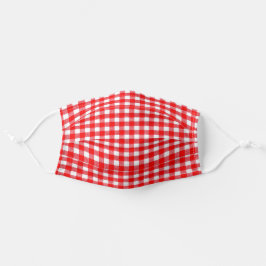 Rode en witte gingham stoffen mondkapje