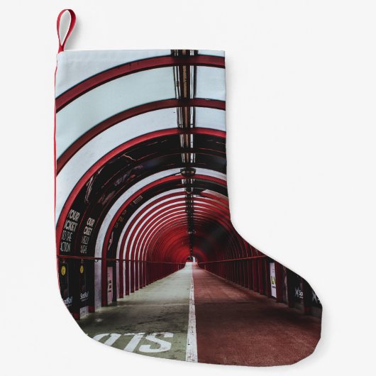 RODE EN WITTE GLAS TUNNEL KLEINE KERSTSOK (Voorkant)
