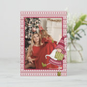 Rode en witte Gnoom Foto Kerstmis Feestdagenkaart (Staand voorkant)