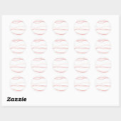 Rode en witte golven ronde sticker (Vel)