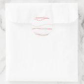 Rode en witte golven ronde sticker (Tas)