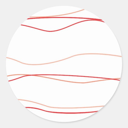 Rode en witte golven ronde sticker (Voorkant)