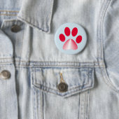 Rode en Witte Gradiënt Dierenpoot Ronde Button 5,7 Cm (In situ)