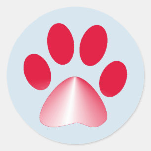 Rode en Witte Gradiënt Dierenpoot Ronde Sticker