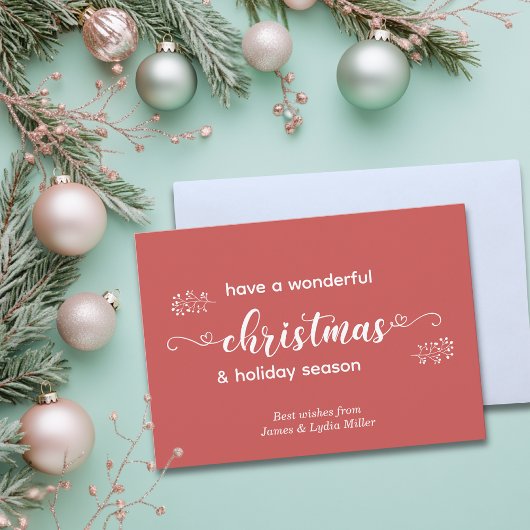 Rode en witte hand getrokken eenvoudige kerst feestdagenkaart