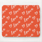 Rode En Witte Hart Liefde Monogram Muismat (Voorkant)