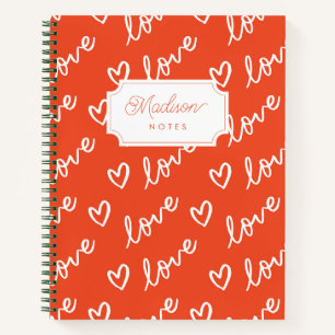 Rode En Witte Hart Liefde Monogram Notitieboek