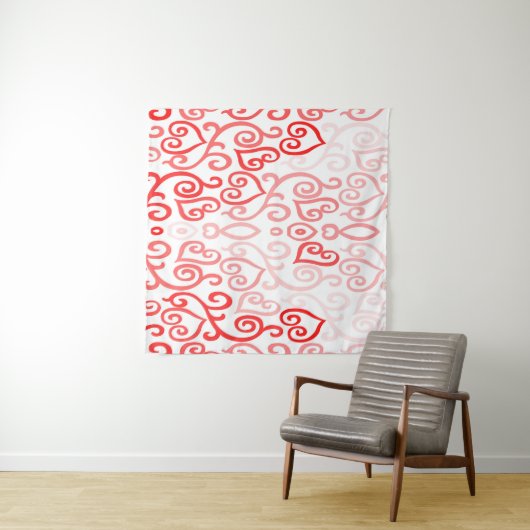 Rode en Witte Hart Print Wandkleed (In Situ (horizontaal))