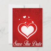 Rode en Witte Hart Save The Date Aankondiging (Voorkant)