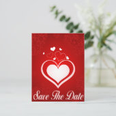 Rode en Witte Hart Save The Date Aankondiging (Staand voorkant)