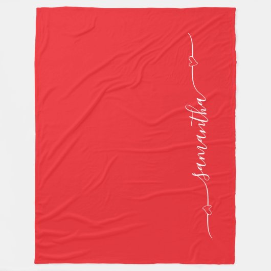 Rode en Witte Hart Swash Handtekening Naam Fleece Deken (Voorkant)