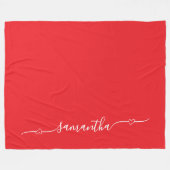 Rode en Witte Hart Swash Handtekening Naam Fleece Deken (Voorkant (Horizontaal))