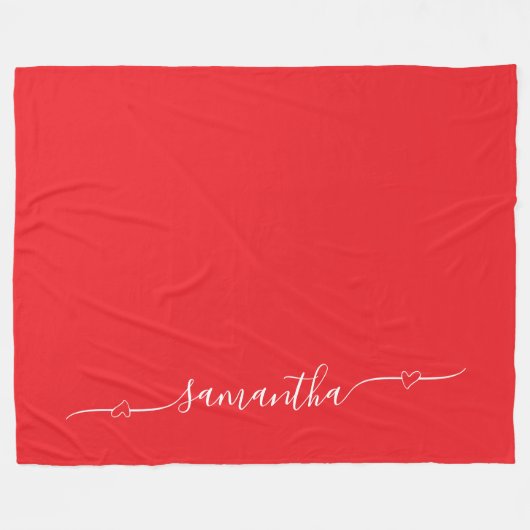 Rode en Witte Hart Swash Handtekening Naam Fleece Deken (Voorkant (Horizontaal))