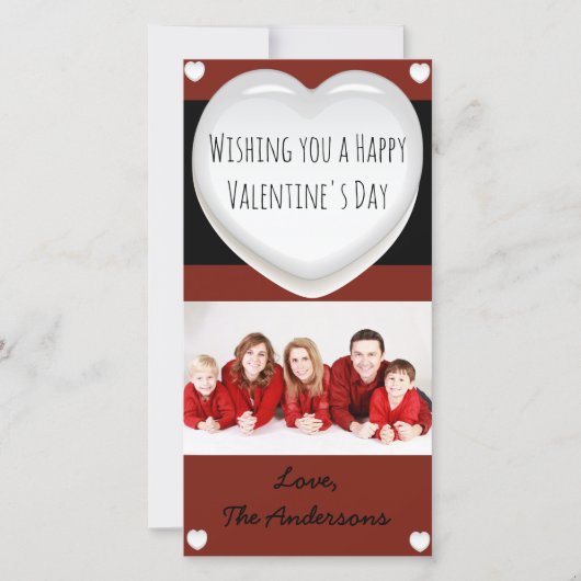 Rode en Witte Hart Valentijnsdag Fotokaart Feestdagenkaart (Voorkant)