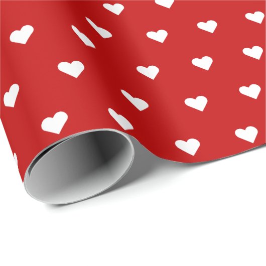 Rode en witte harten | Aangepast opvulpapier Cadeaupapier (Rol Hoek)