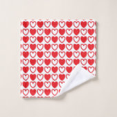 Rode en witte harten bad handdoek (Wasdoekje)