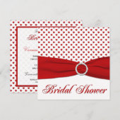 Rode en witte harten Bridal Shower Invitation Kaart (Voorkant / Achterkant)