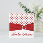 Rode en witte harten Bridal Shower Invitation Kaart (Staand voorkant)