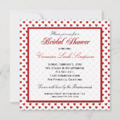 Rode en witte harten Bridal Shower Invitation Kaart (Achterkant)